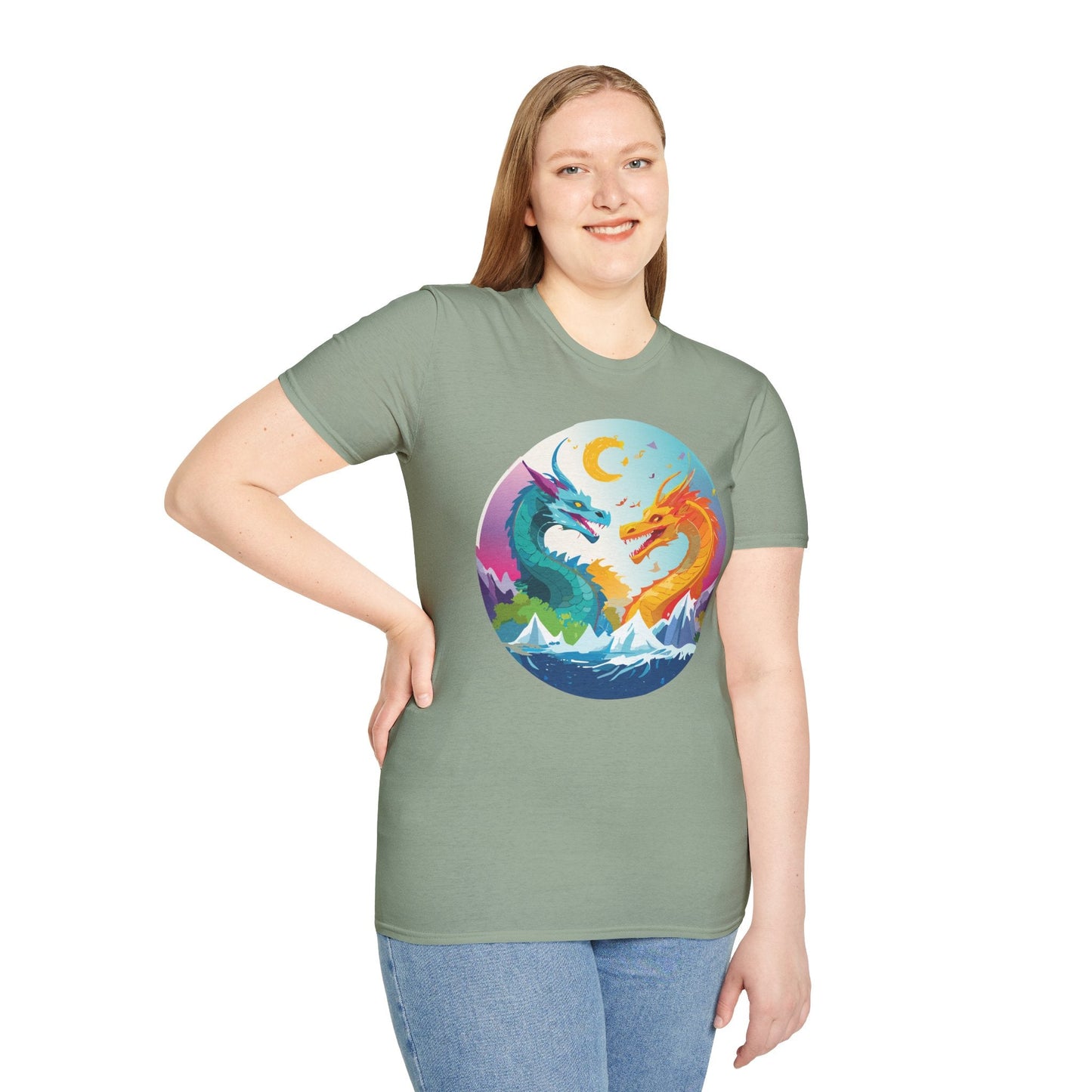 Dragon Graphic Unisex Cotton Softstyle Art Design Tee With Animals 29