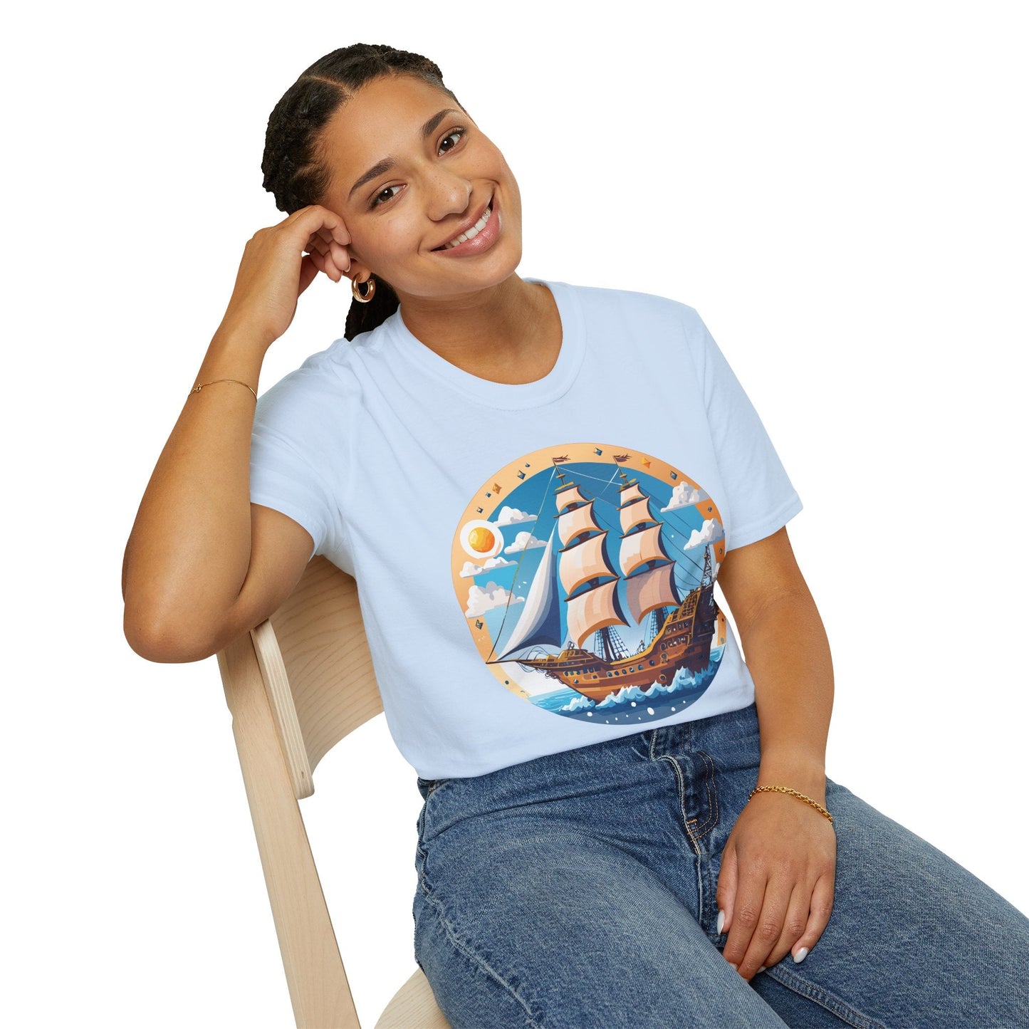 Unisex Nautical Frigate Ship T Shirt Vessel Tee Gildan Softstyle 64000 100 Percent Ring Spun Cotton
