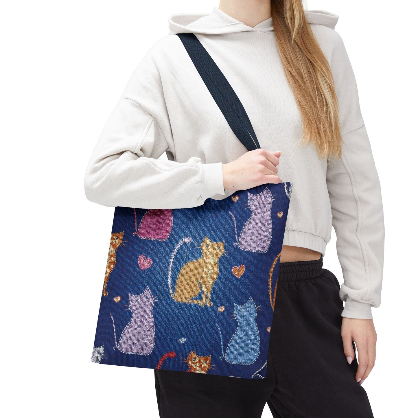 Love Day Graphic Design Denim Fabric Imitation Print Unisex Canvas Bag POLY 3 Sizes Tote Bag 201-20