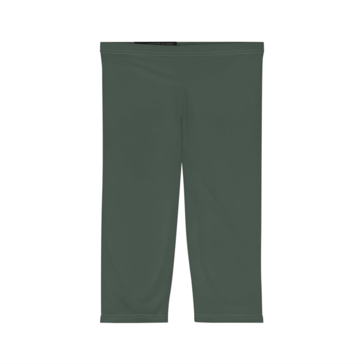 Dark Grey Olive Color Women's Brushed Suede Poly Span Casual Capri Leggings XS-2XL