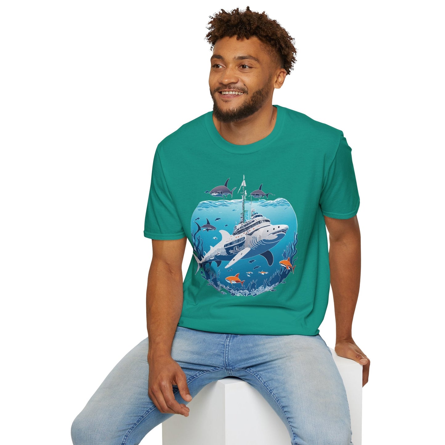Ocean Tee Shirt Unisex Softstyle 64000 Ring Spun Cotton Art Design Tee For Everyday Comfort