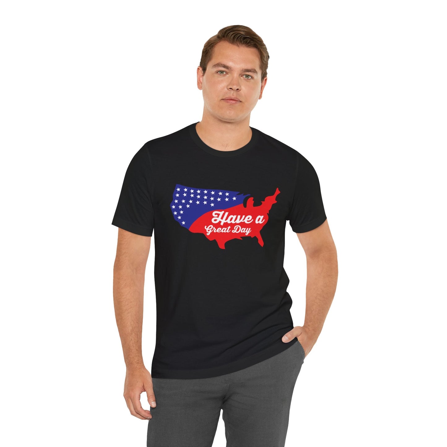USA Map Patriotic Graphic Unisex Cotton T-Shirt 021