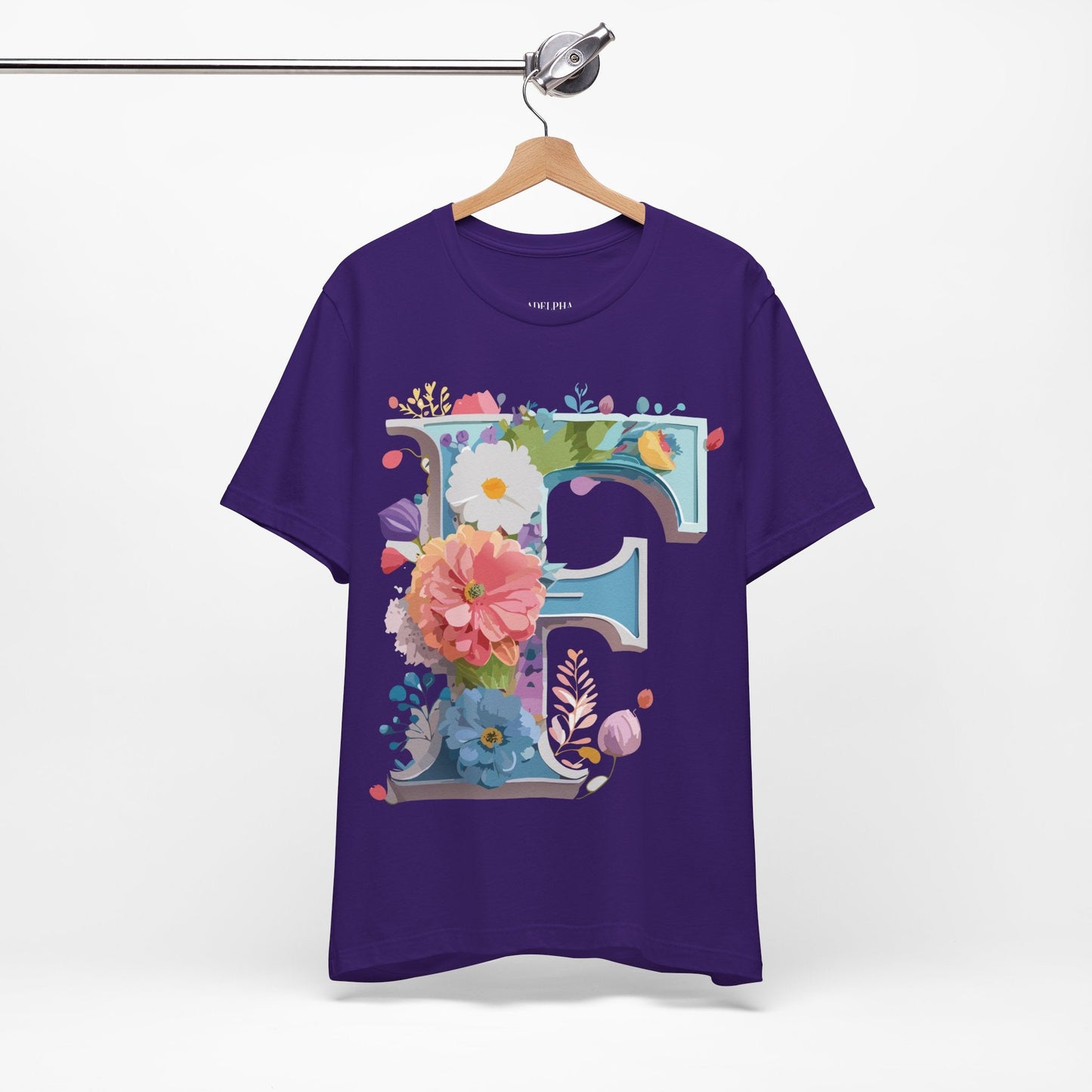 Letter F Shirt Graphic Tee Unisex Adelpha Vintage Inspired Art Design Short Sleeve