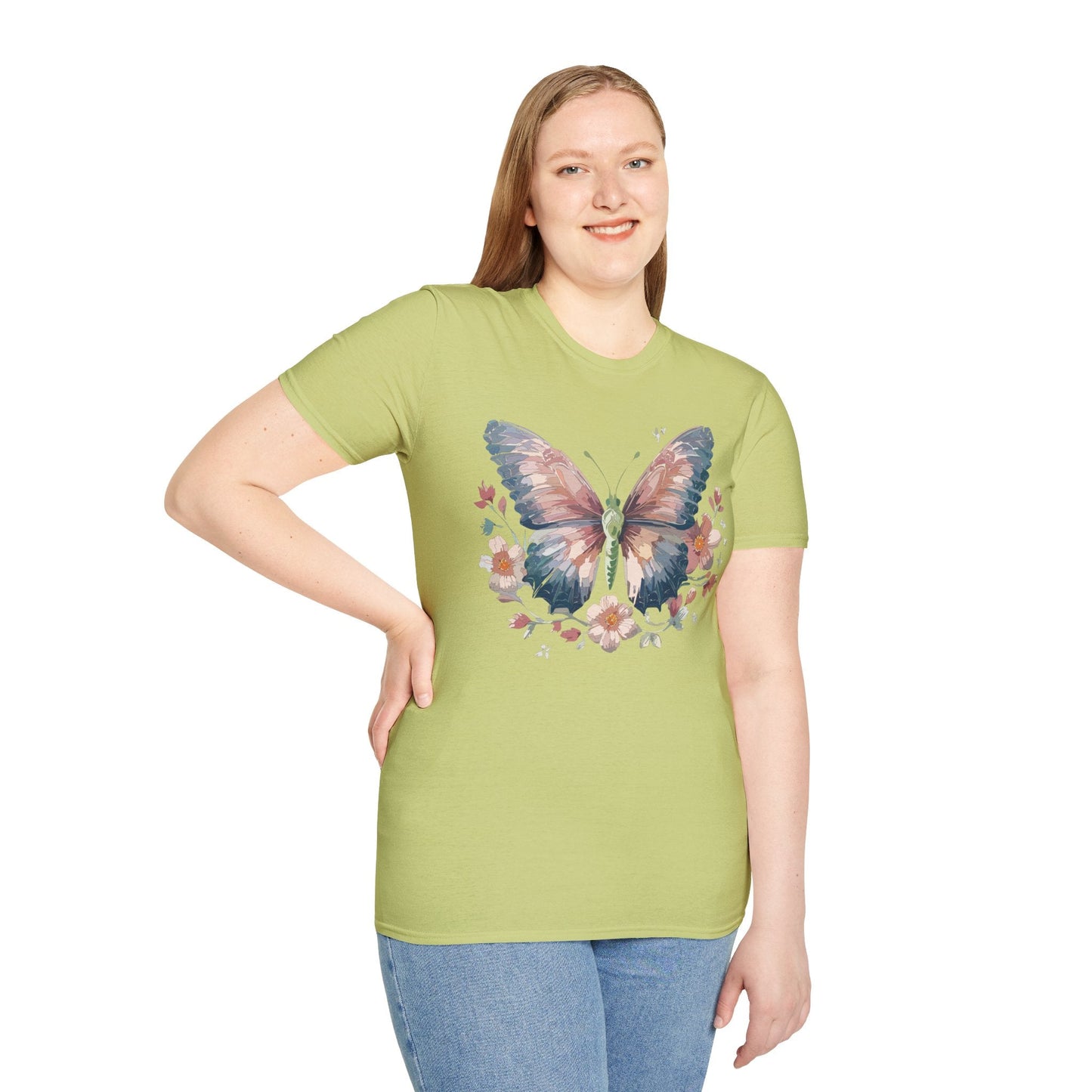 Butterfly Print T Shirt Monarch Unisex Gildan Softstyle 64000 Cotton Tee For Everyday Comfort