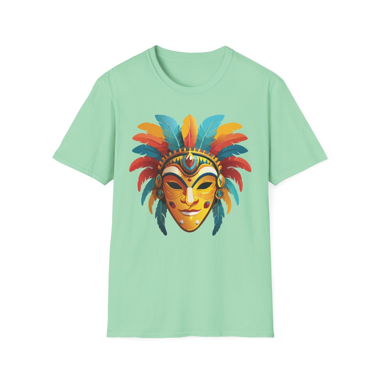 Mask Tee Shirt Unisex Masquerade Design Gildan Softstyle 100 Percent Cotton Tee for Everyday Comfort
