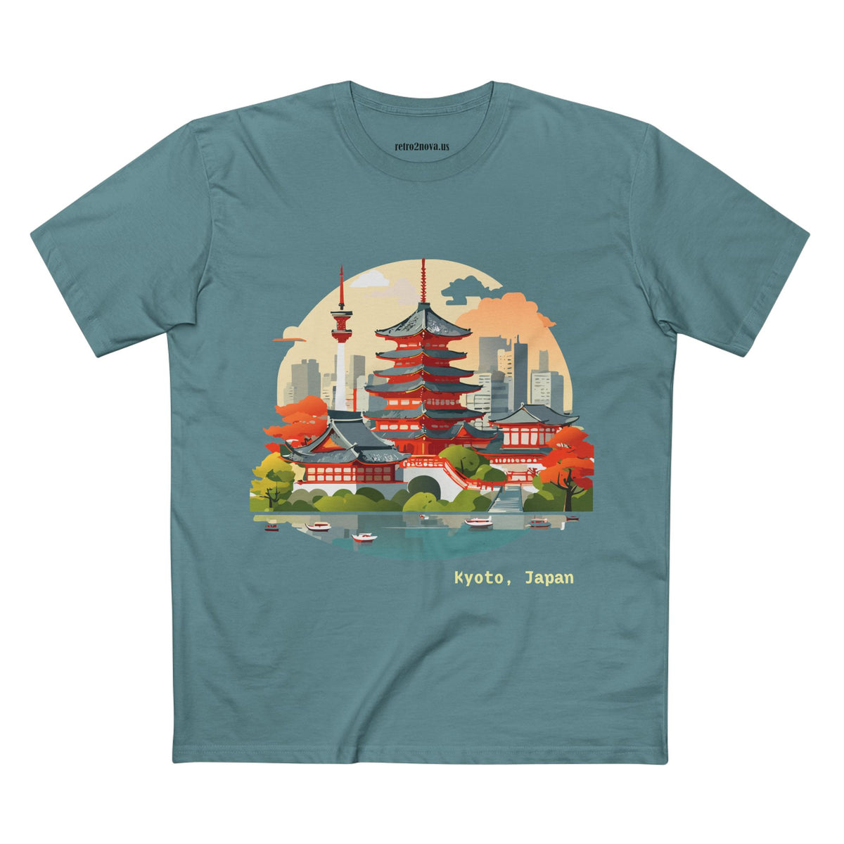 Kyoto Japan temple illustration T-Shirt | Pagoda skyline tee