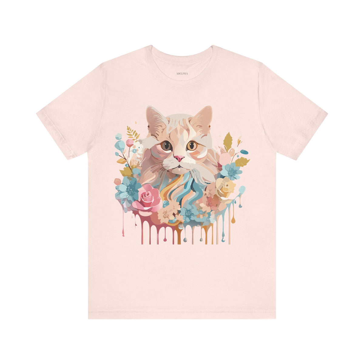 Cat Graphic Unisex Cotton Bella+Canvas Tee with Art Animal Design e110