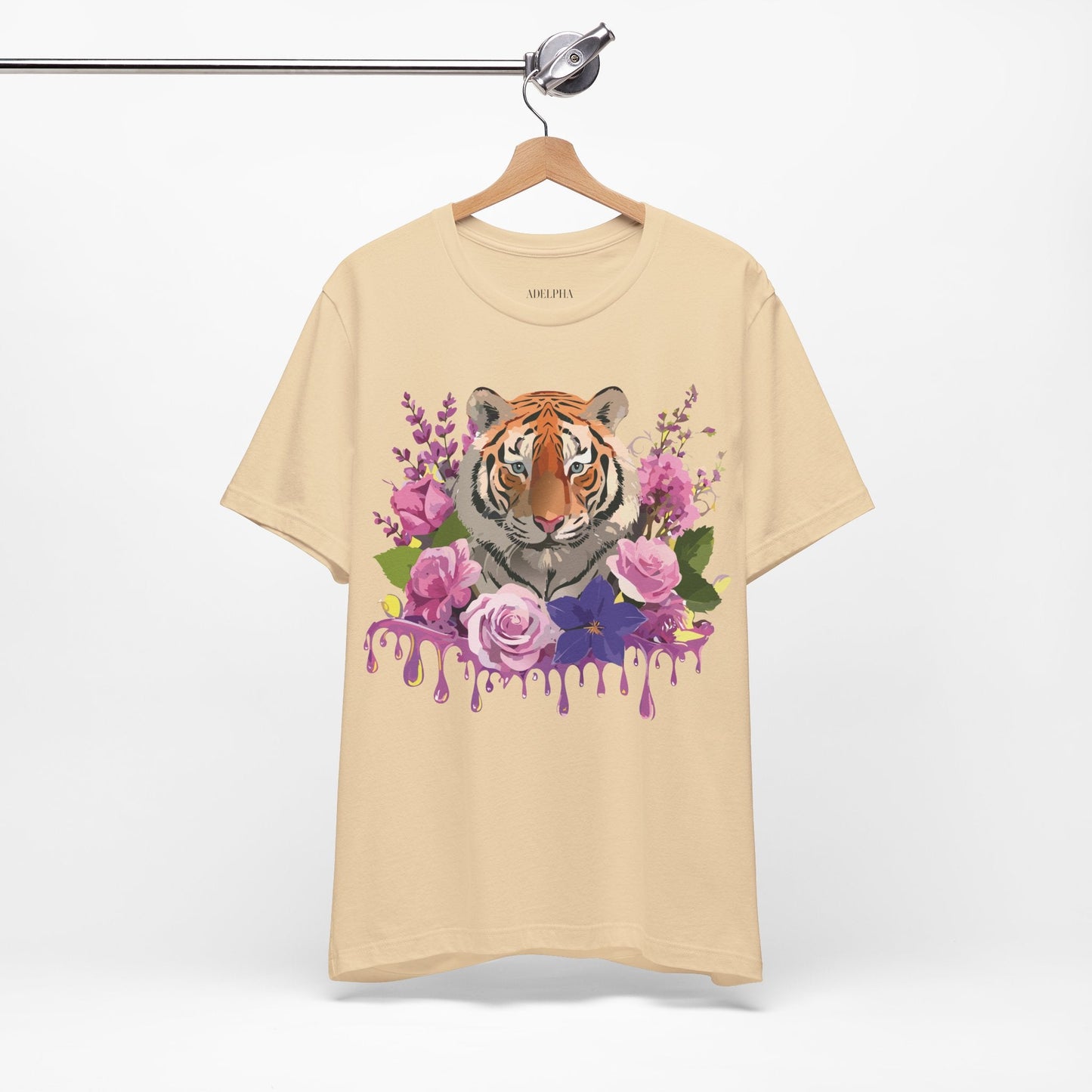 Tiger Graphic Tee Unisex Short Sleeve Vintage Inspired Art Design By Adelpha Premium