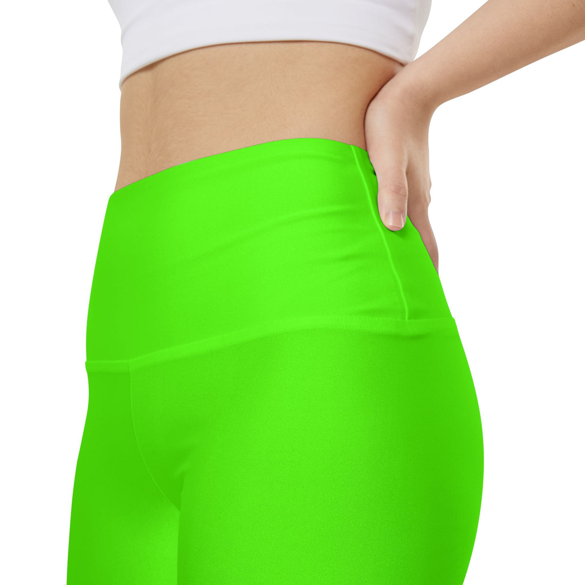 Neon Grass Green Women's Workout Shorts - High-Waist Biker Activewear
