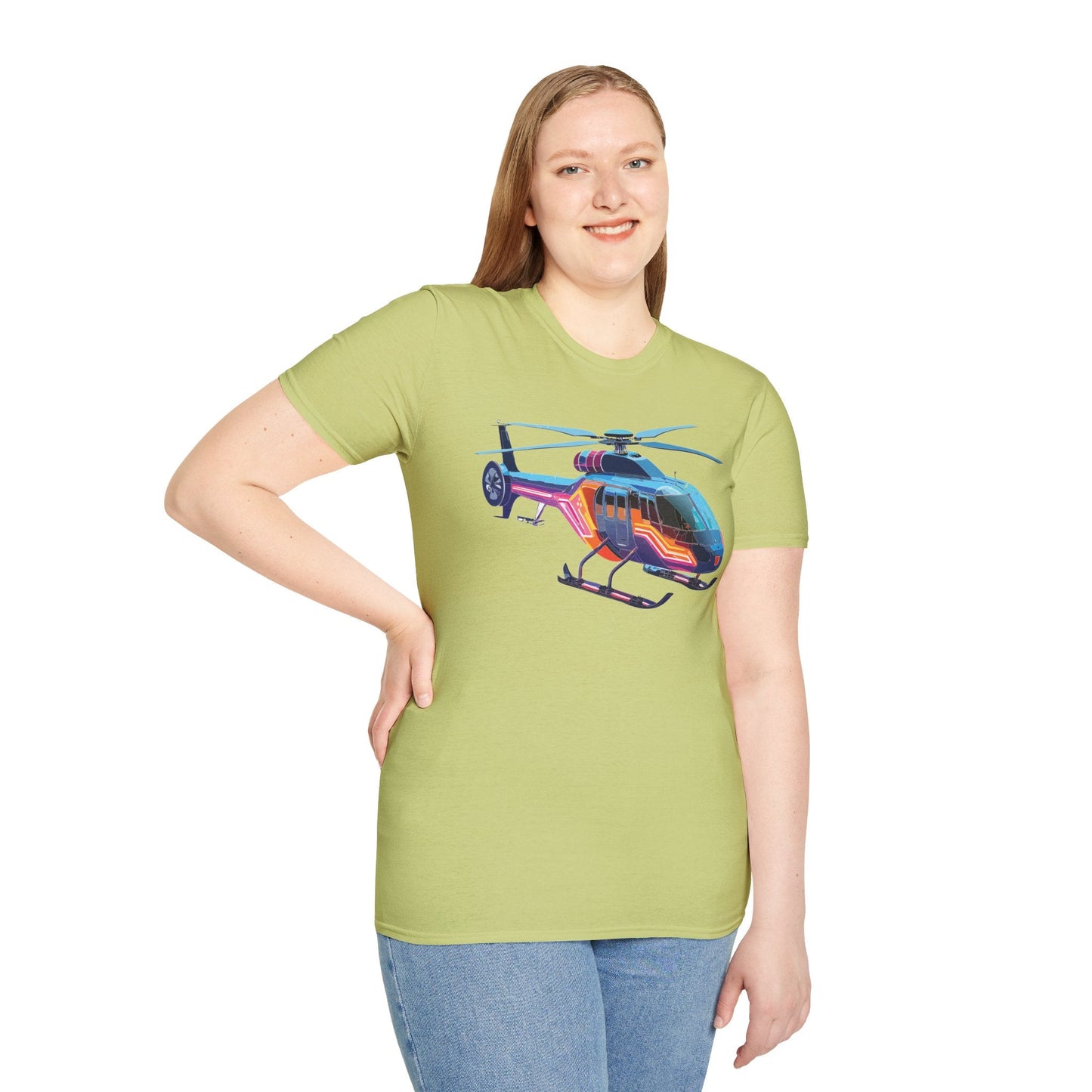 Chopper Helicopter T Shirt Unisex Softstyle 100 Percent Ring Spun Cotton Premium Tee