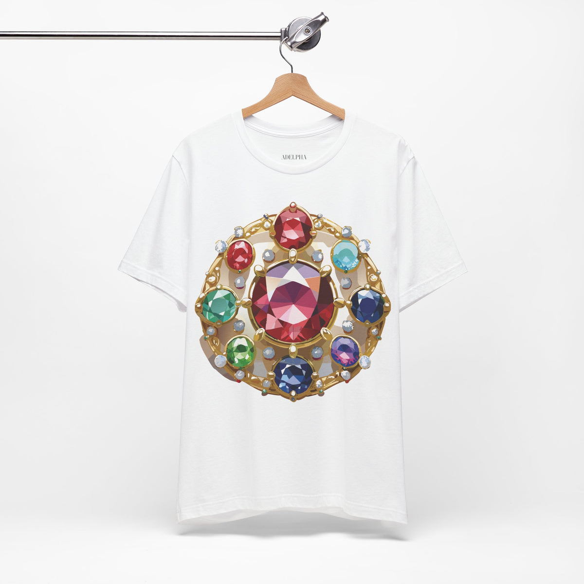 Jewelry Graphic Unisex Cotton Bella+Canvas Tee with Gemstones Art Design m34