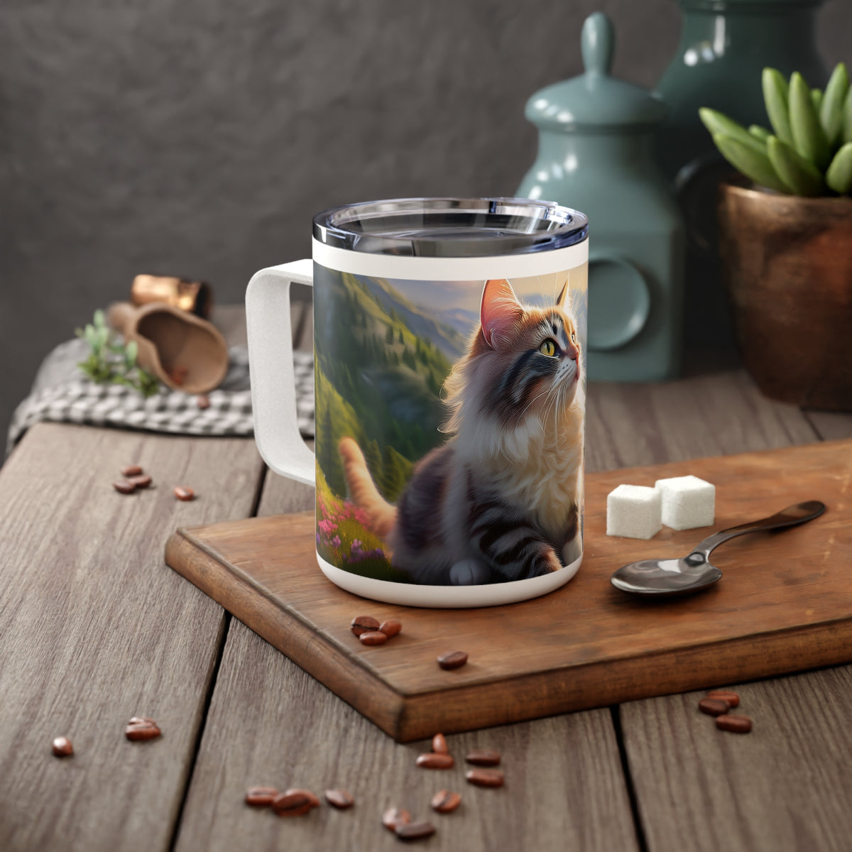 12 Art Design Insulated Coffee Mug Clear Lid 10oz Insulated Coffee Mug 10oz