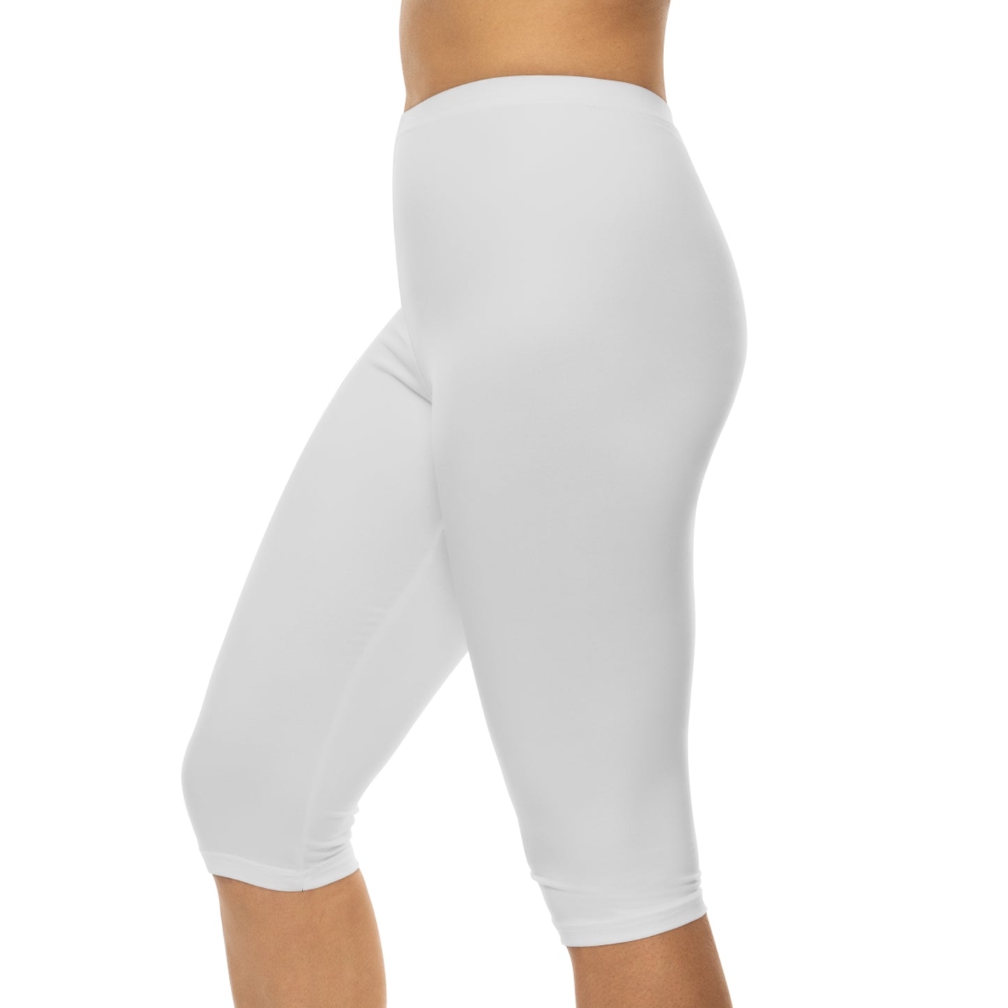 White Smoke Color Women's Brushed Suede Poly Span Casual Capri Leggings XS-2XL