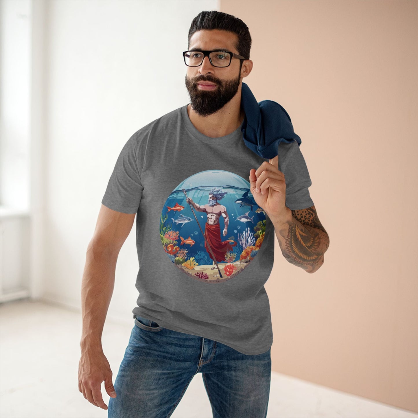 Retro2Nova Ocean Shirt Unisex Premium Cotton Tee With Original Art Design OP13 Exclusive Edition