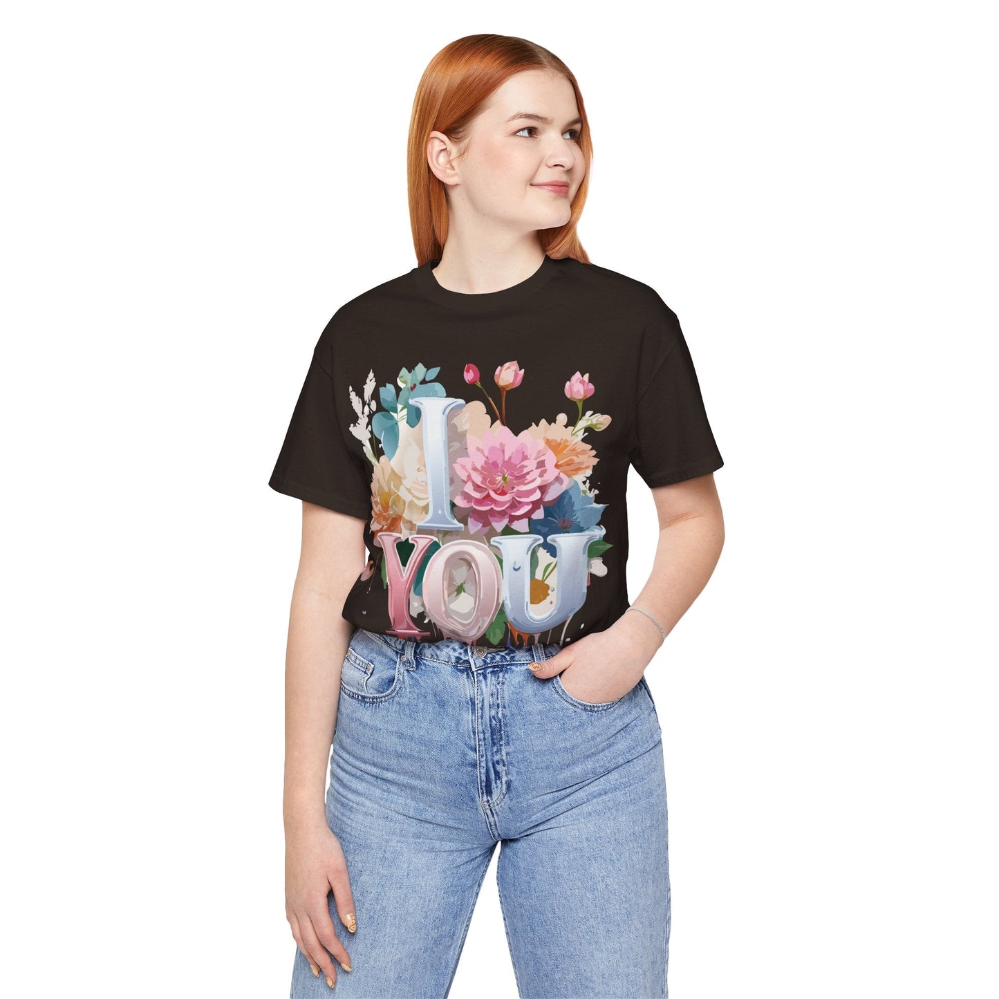 Valentine Day Graphic Unisex 100 Cotton Vintage Artwork with Love and Flower Design Tee 1