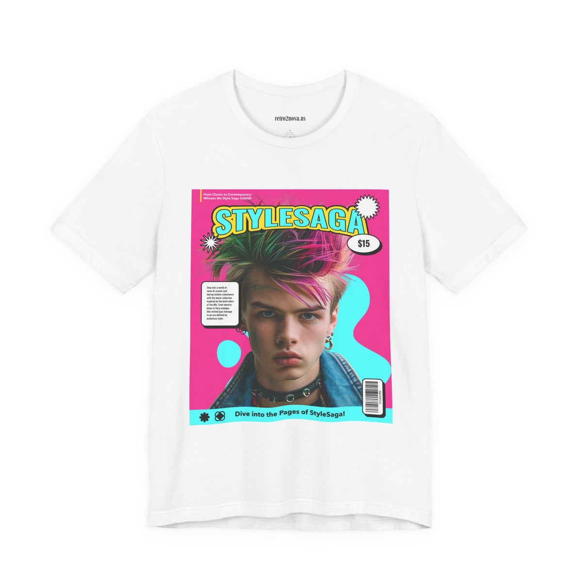Magazine Cover Graphic Unisex Cotton Bella+Canvas Tee with Retro Poster ab29