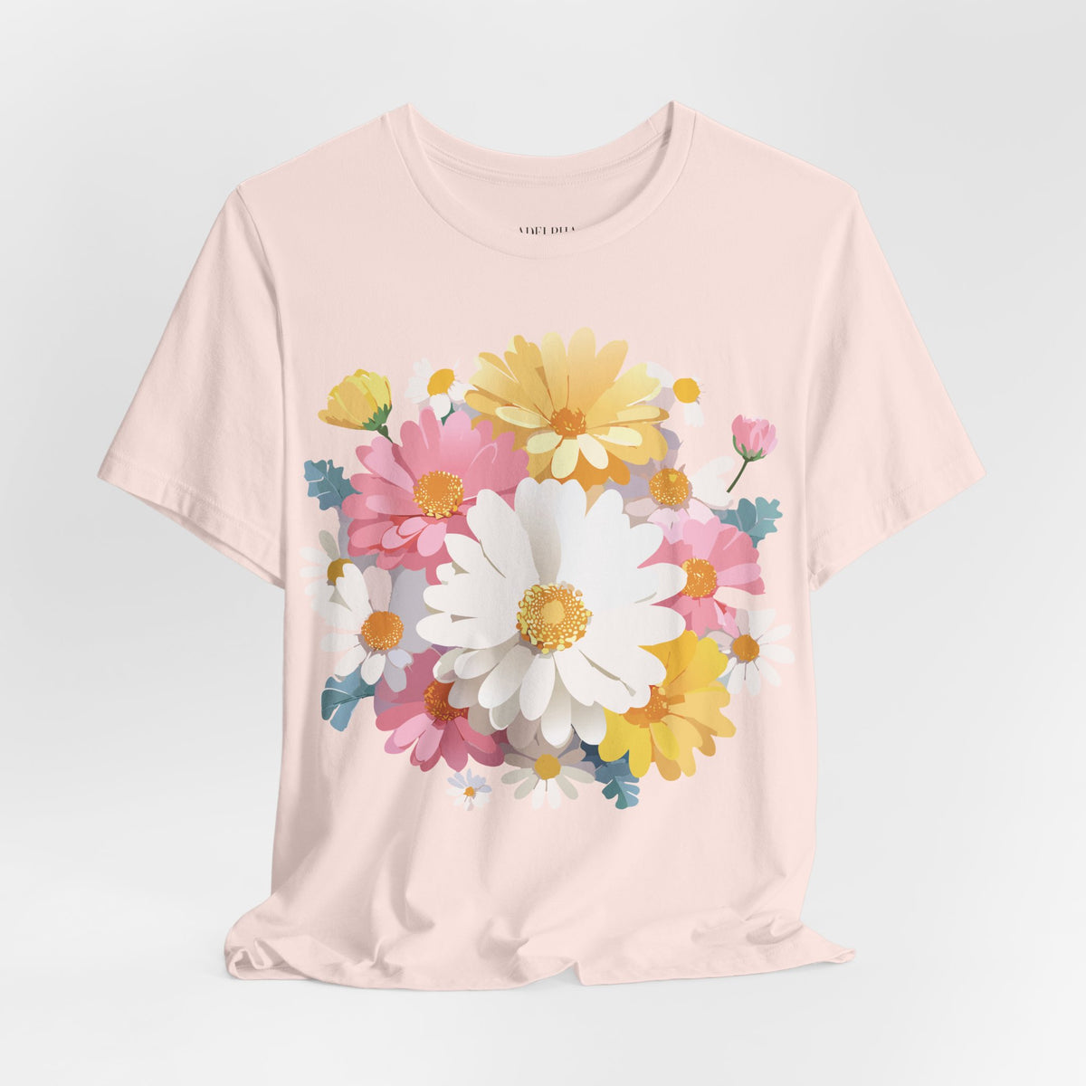 Floral Graphic Unisex Cotton Bella+Canvas Tee with Flowers Art Design n124