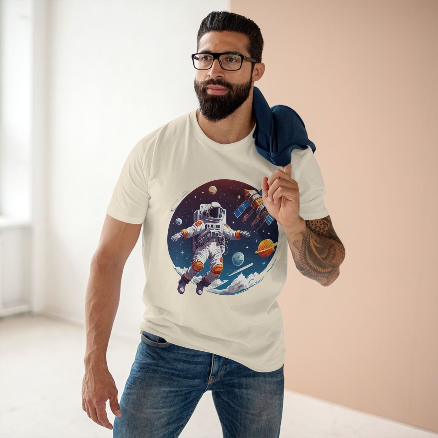 Cosmos Astronaut Shirt CS34 Unisex Premium Cotton Staple Tee With Original Art Design Retro2Nova