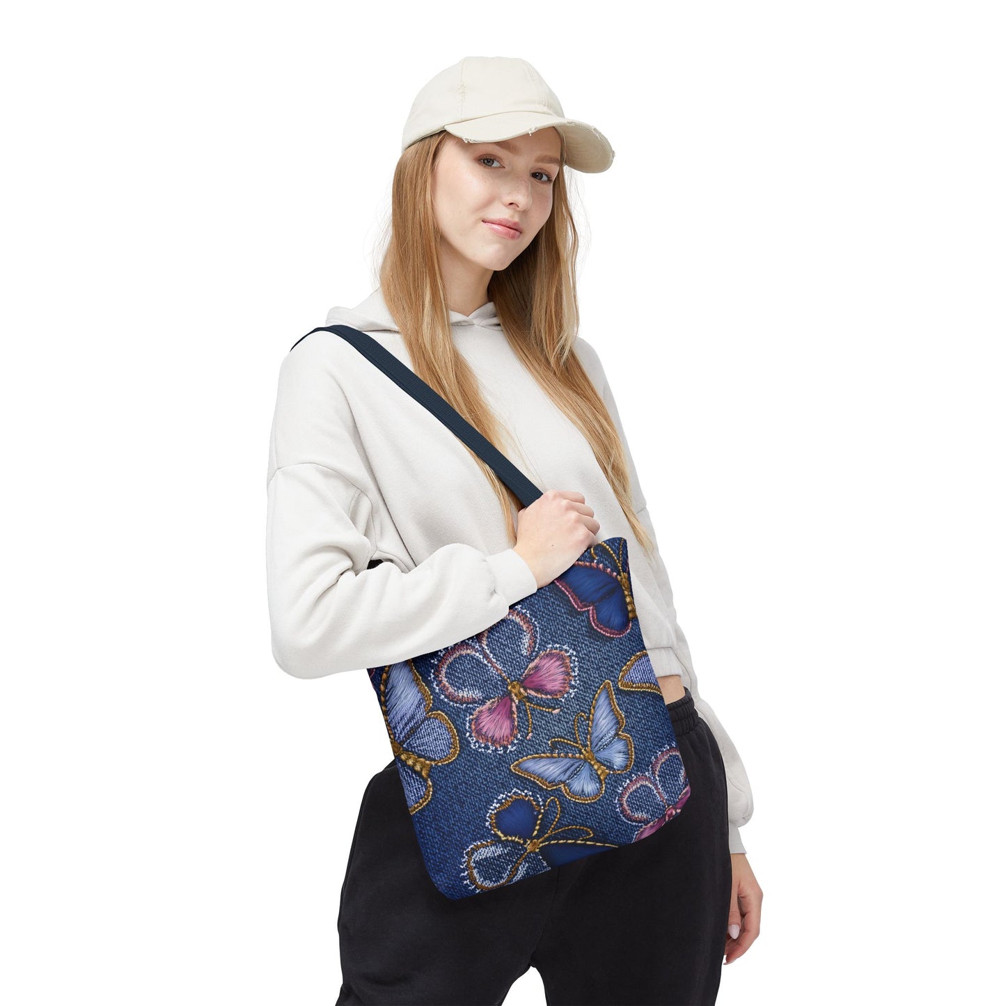 Denim Fabric Imitation Print Unisex Canvas Bag Poly Spun 3 Sizes Tote Bag 179