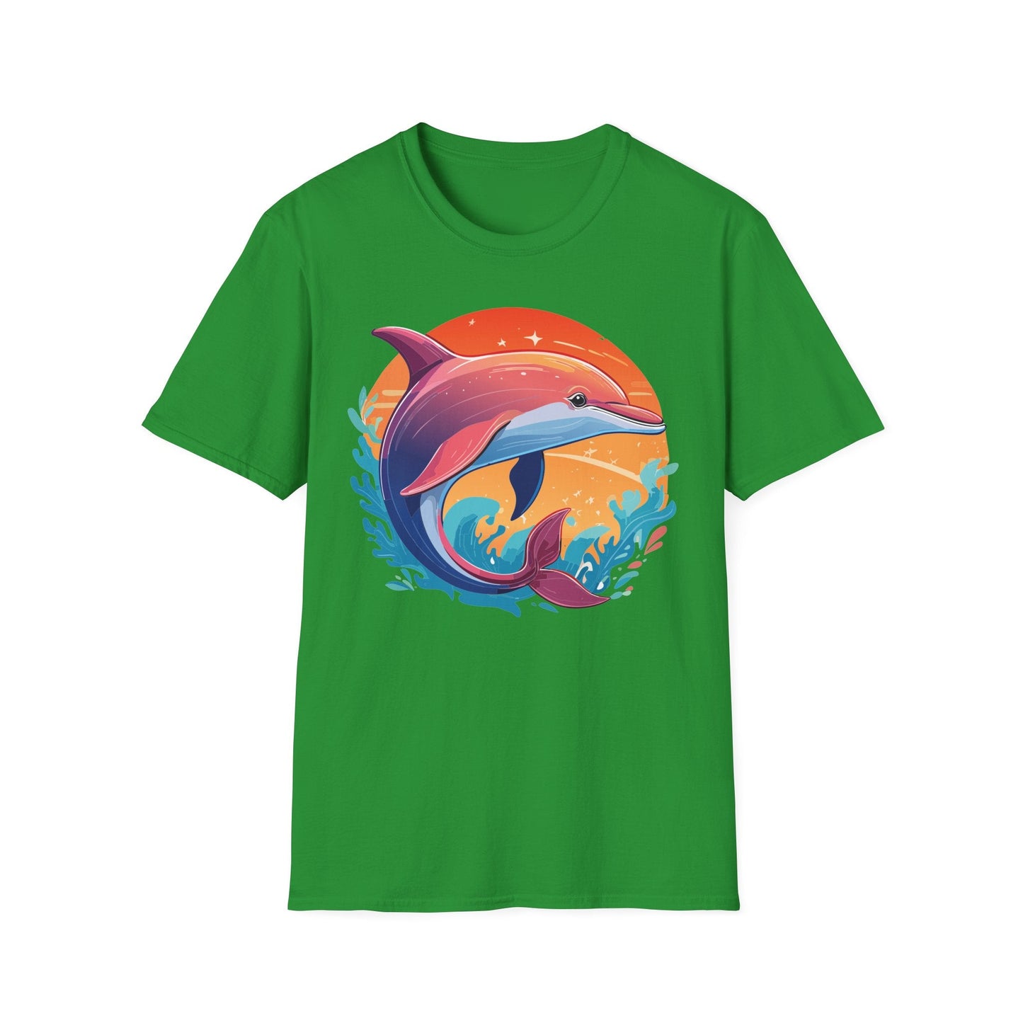 Dolphin Shirt Unisex Tee 100 Percent Ring Spun Cotton Softstyle Gildan 64000 Comfort Fit