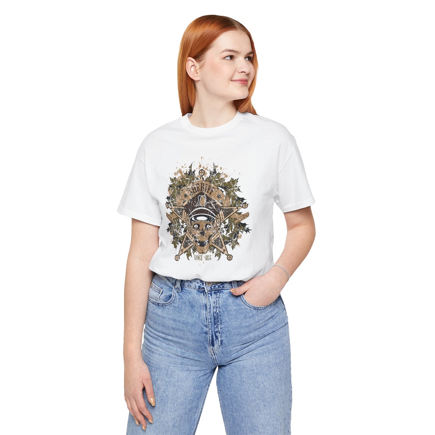 Skull Floral Emblem Graphic Unisex Cotton Tee Art-45