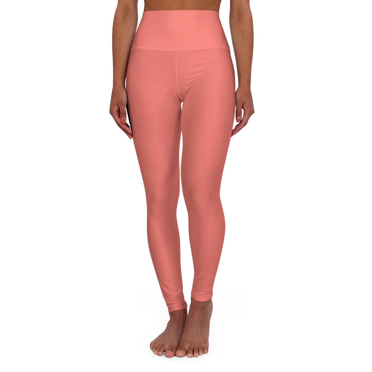 Fresh Salmon Coral Color High-Waist Yoga Leggings Women's Seamless Poly-Span Stretchy Coral Pants XS-2XL