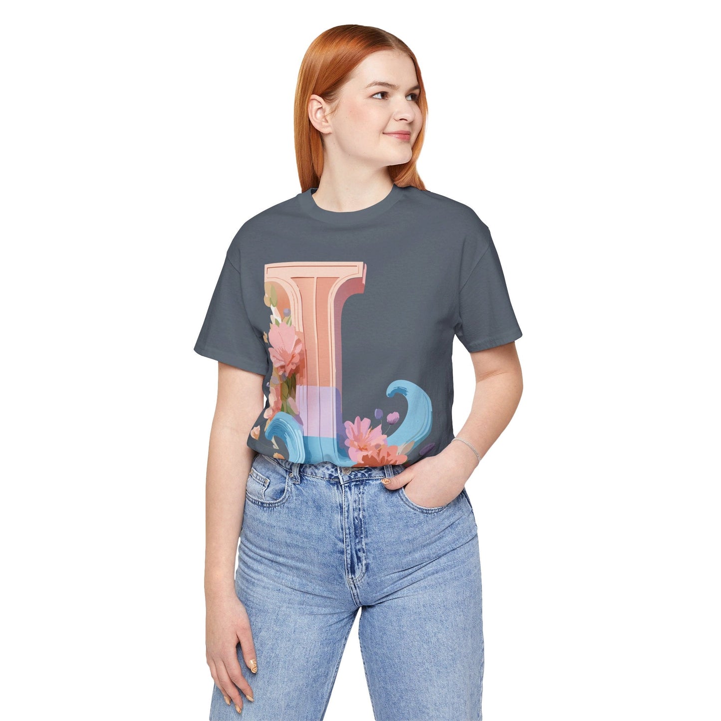 Letter L Shirt Unisex Graphic Tee With Vintage Inspired Artwork By Adelpha Premium Quality