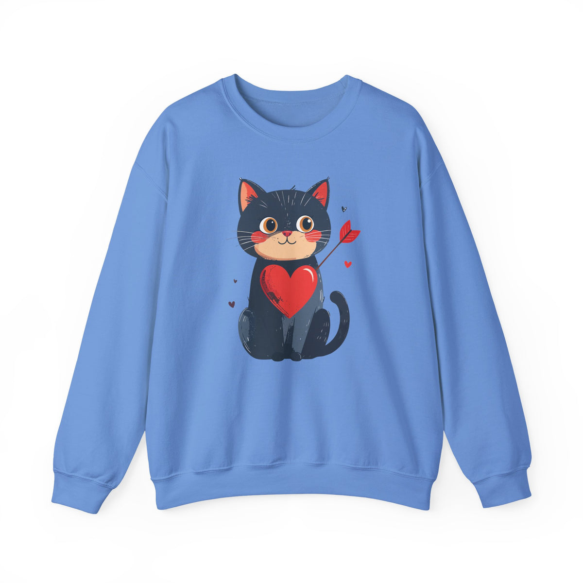 Cat Heart Sweatshirt, Heart Sweatshirt, Cat Sweatshirt, Valentine's Day Sweatshirt, 50/50 Cotton-Poly Animal Sweatshirt 108