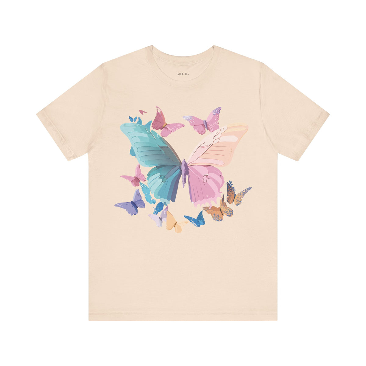 Butterfly Graphic Unisex Cotton Bella+Canvas Tee with Floral Art Design m03