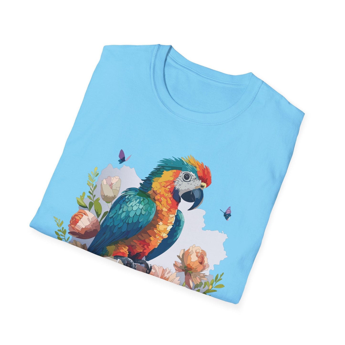 Bird T Shirt Floral Bird Print Unisex Softstyle Cotton Tee Animal Graphic Tee For Everyday Wear