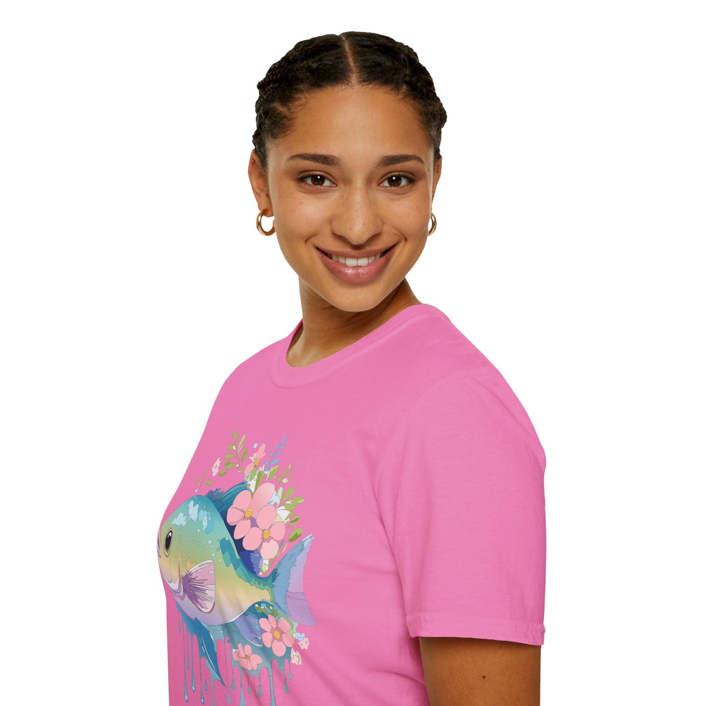 Fish Art Graphic Tee Unisex Gildan Softstyle 64000 100 Percent Ring Spun Cotton Comfortable Tee