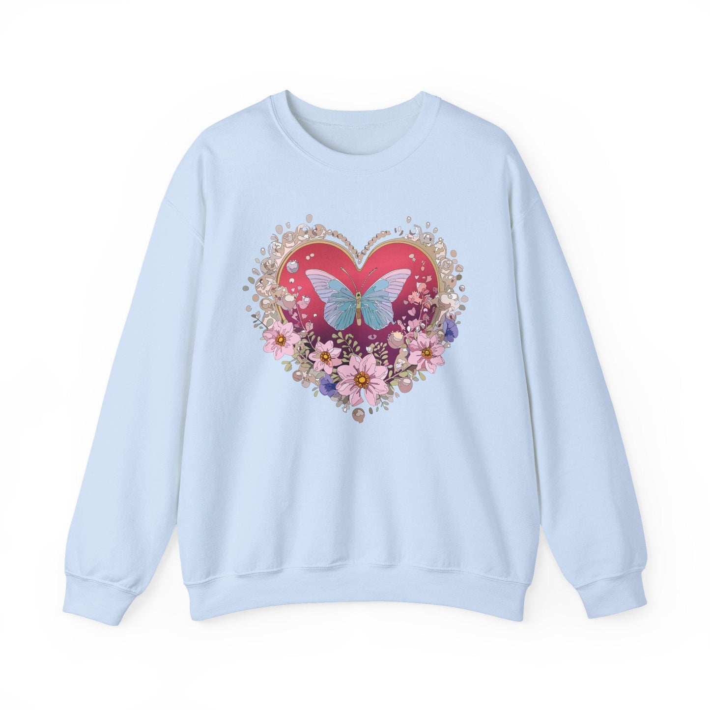 Floral Heart Sweatshirt For Valentines Day Unisex Floral Love Crewneck Sweatshirt