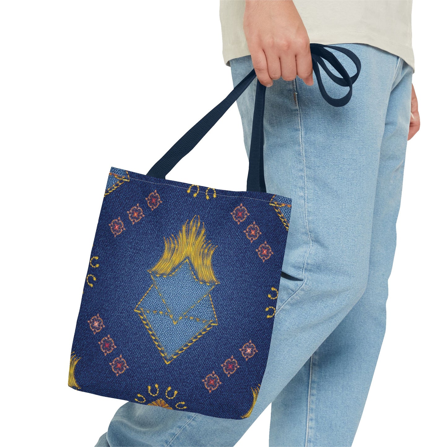 Diwali Graphic Denim Fabric Imitation Print Unisex Canvas Bag Poly Spun 3 Sizes Tote Bag 205-12