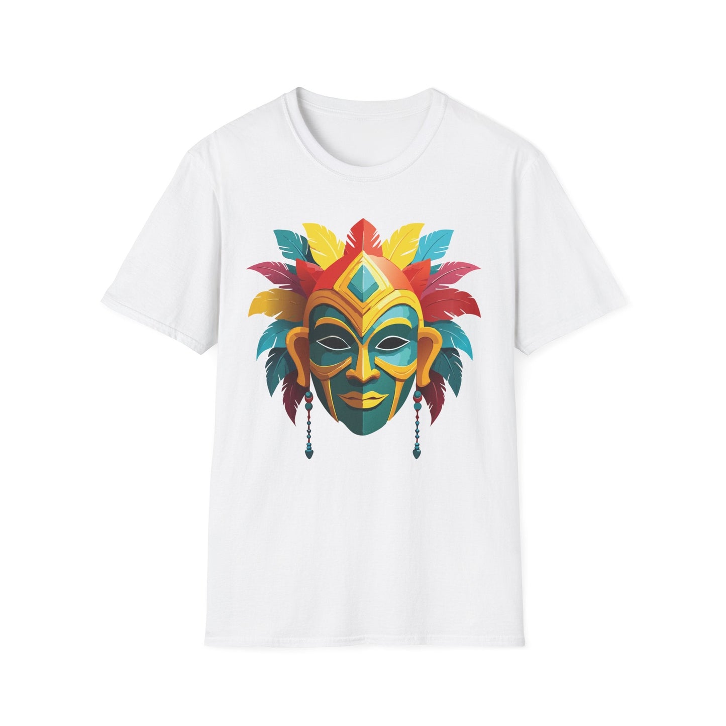 Unisex Mask Tee Shirt Gildan Softstyle 64000 Cotton Masquerade Design For Everyday Wear