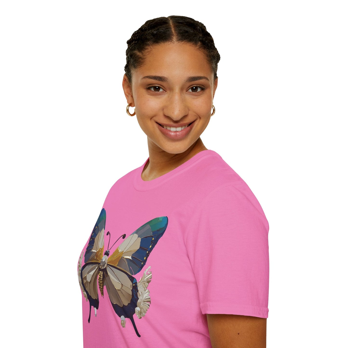 Butterfly Themed Unisex T Shirt With Monarch Design Gildan Softstyle 64000 Premium Ring Spun Cotton