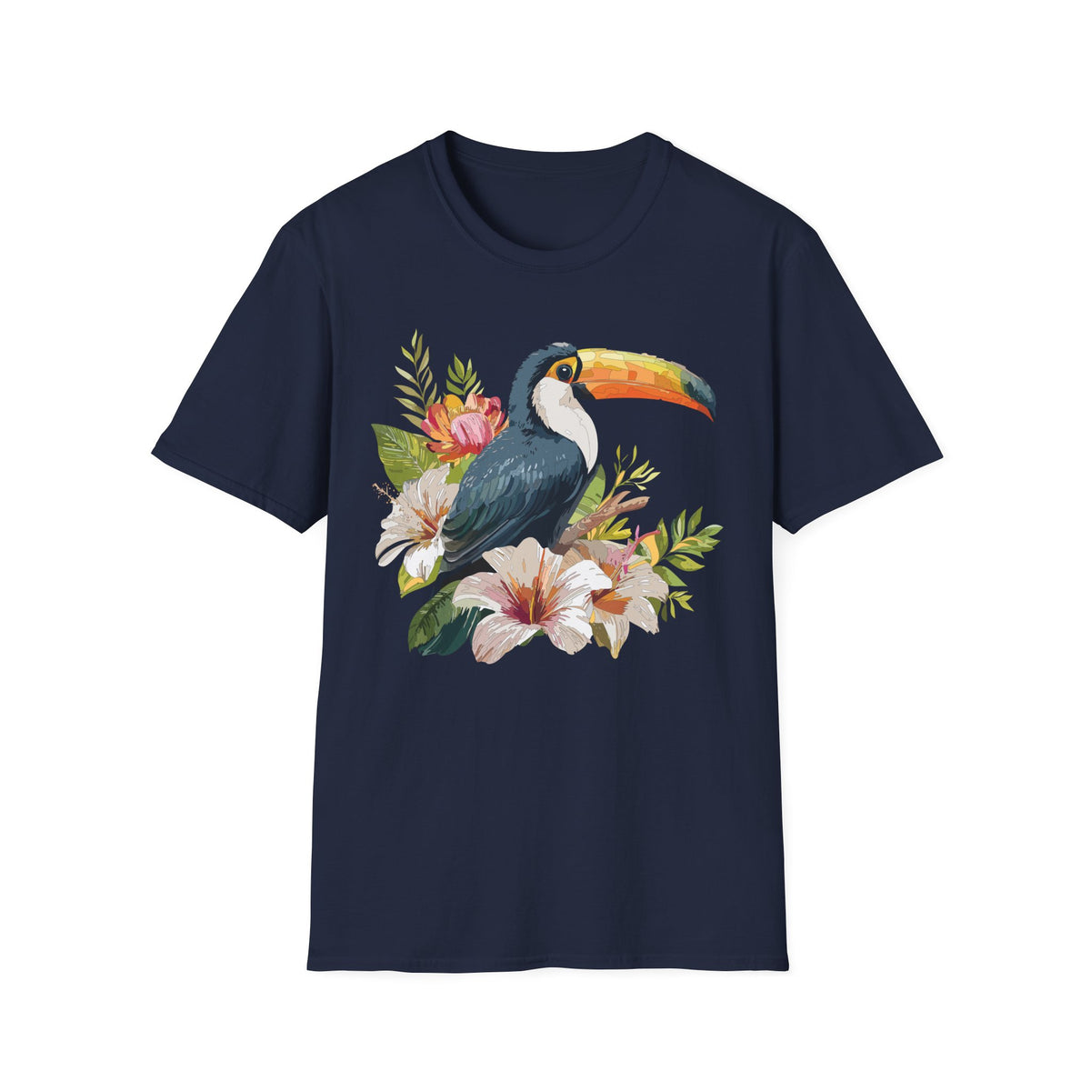 Toucan Floral Illustration T-Shirt | Tropical Bird Art Tee