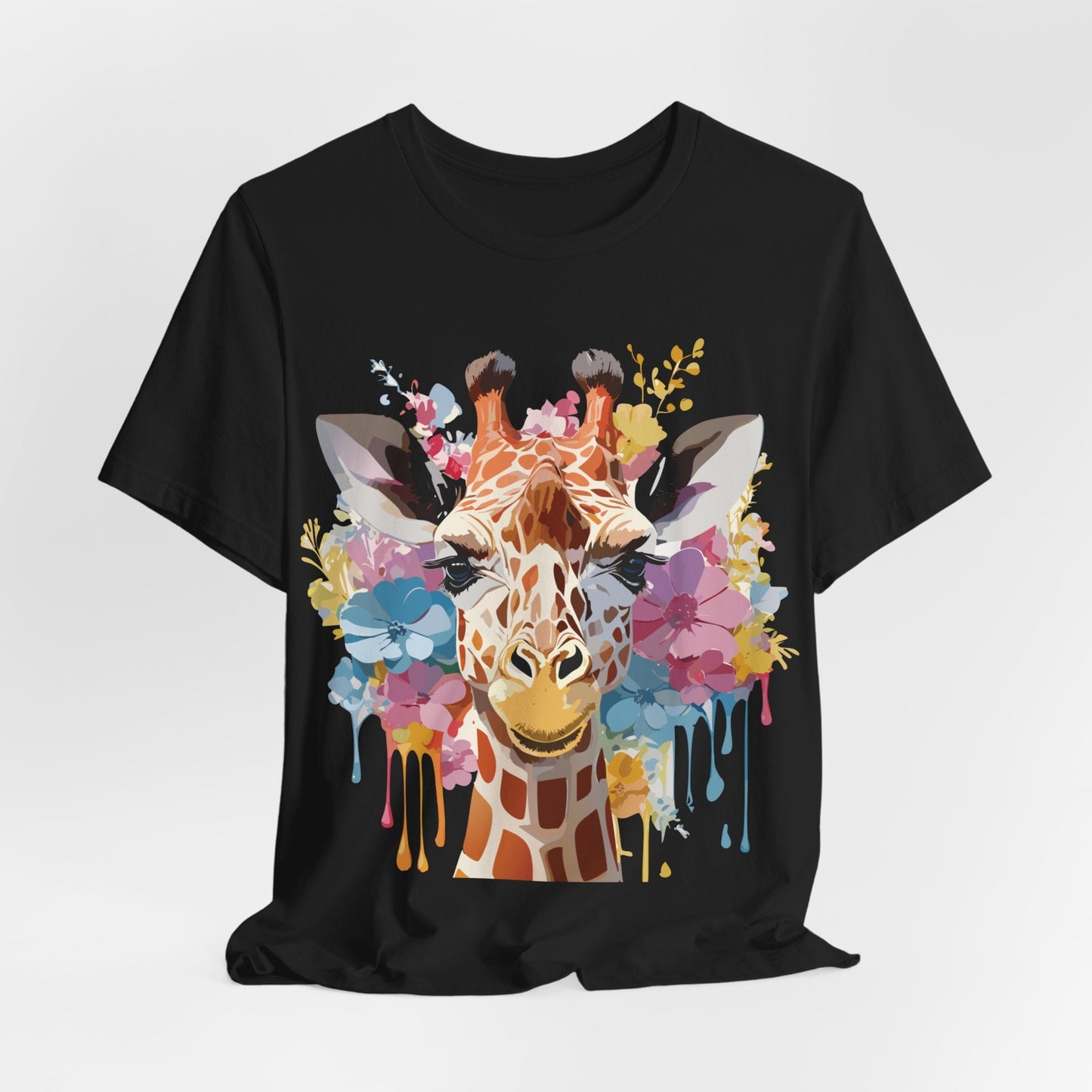 Giraffe Graphic Tee Unisex Premium Short Sleeve Jersey Shirt With Vintage Inspired Art By Adelpha