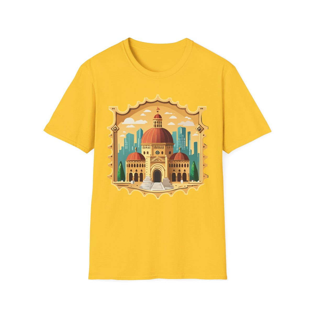 Moroccan Cityscape Tee | Dome & Minaret Illustration Graphic Tee Unisex 100 Cotton Gildan T-Shirt