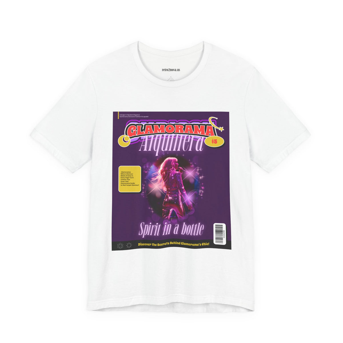 Magazine Cover Graphic Unisex Cotton Bella+Canvas Tee with Retro Poster ab26