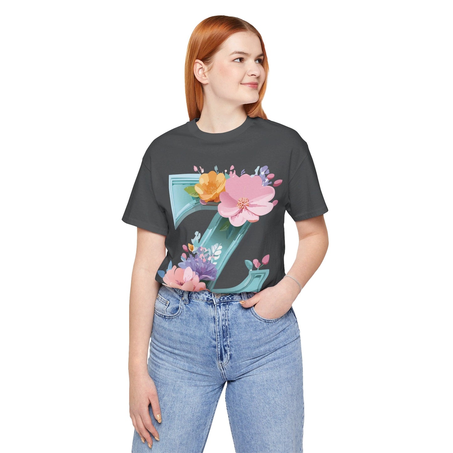 Letter Z Shirt Graphic Tee Unisex Jersey Short Sleeve By Adelpha Vintage Inspired Artwork