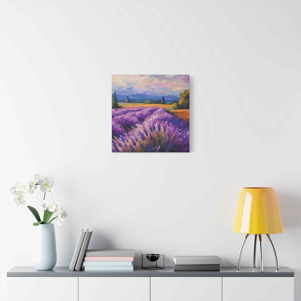 Lavender Landscape Print Canvas, Landscape Oil Paint Print 20x20, 24x24, 30x30, 32x32, 36x36 Art Design Print Non-Frame MC-34