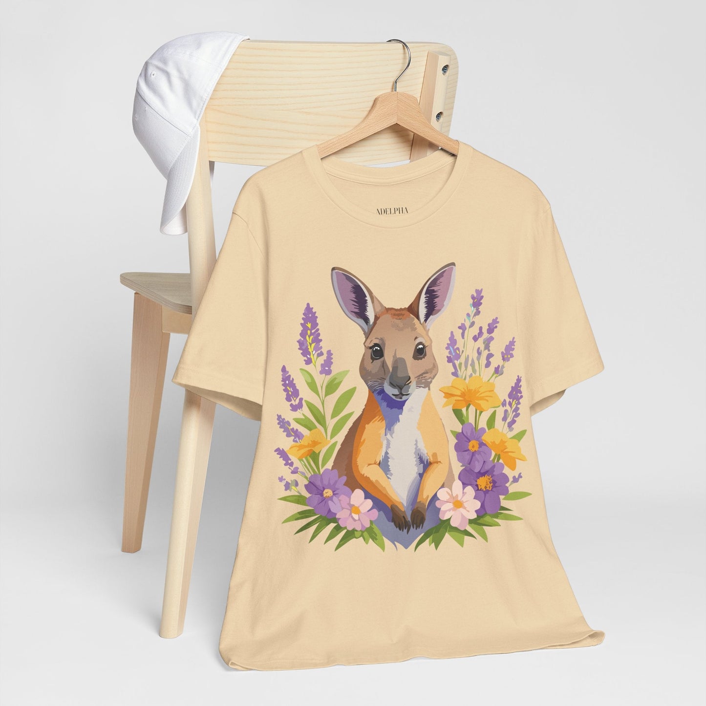 Adelpha Vintage Inspired Graphic Tee Kangaroo Artwork Unisex Jersey Short Sleeve T Shirt