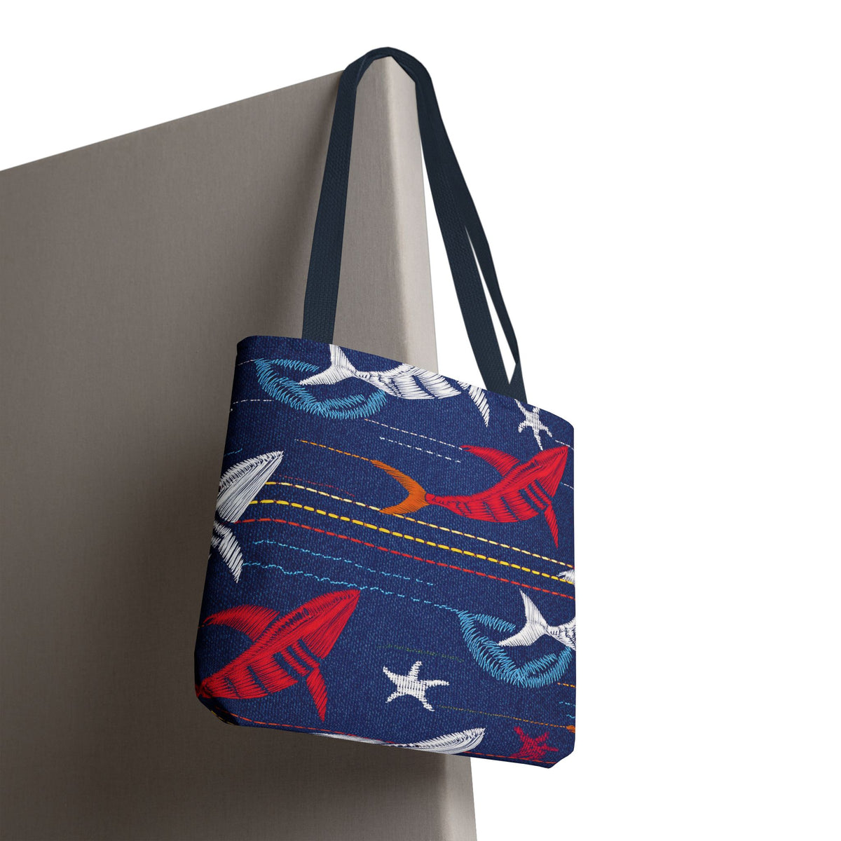 Denim Fabric Imitation Print Unisex Canvas Bag Poly Spun 3 Sizes Tote Bag 182-16