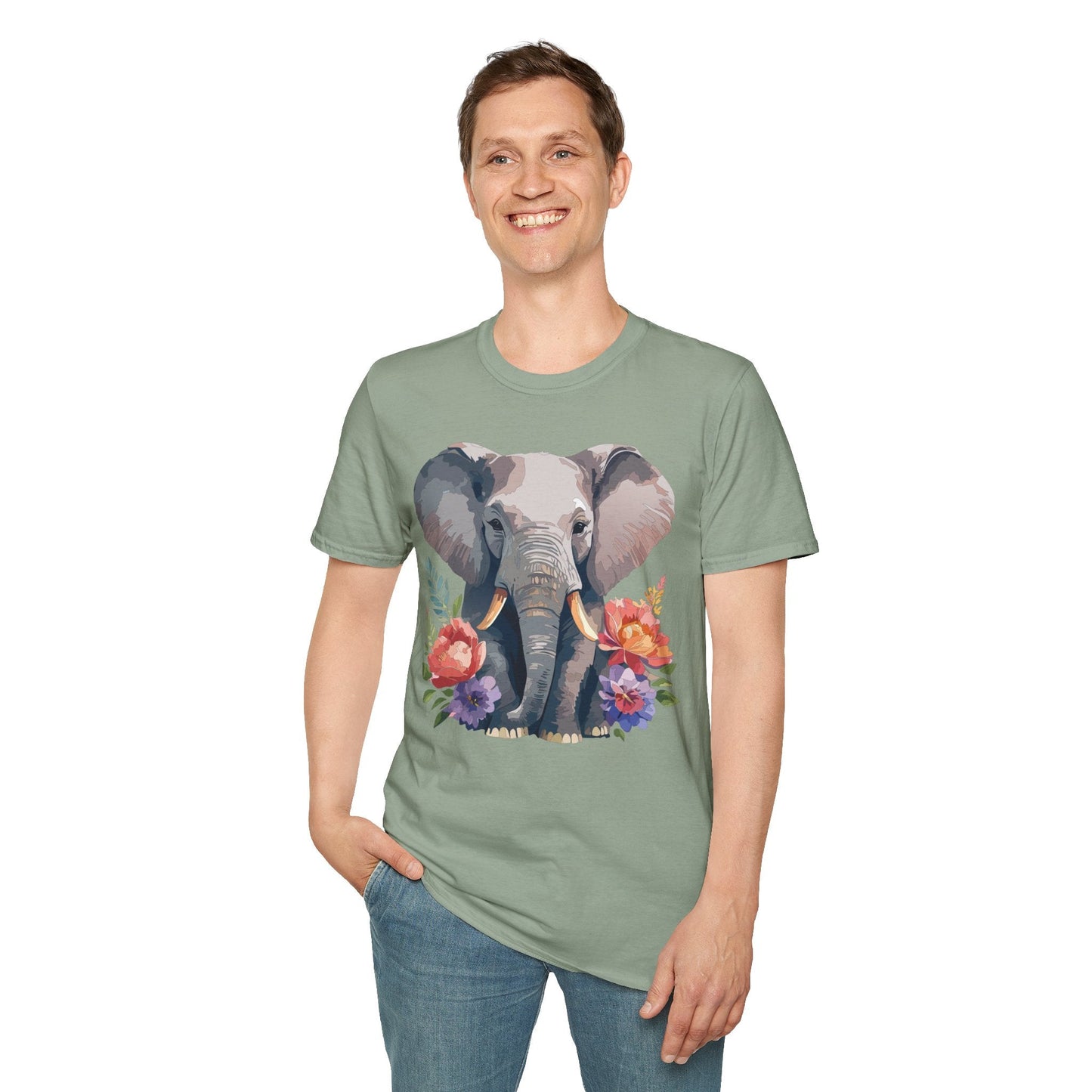 Elephant T Shirt Unisex Gildan Softstyle 64000 100 Percent Ring Spun Cotton Casual Tee