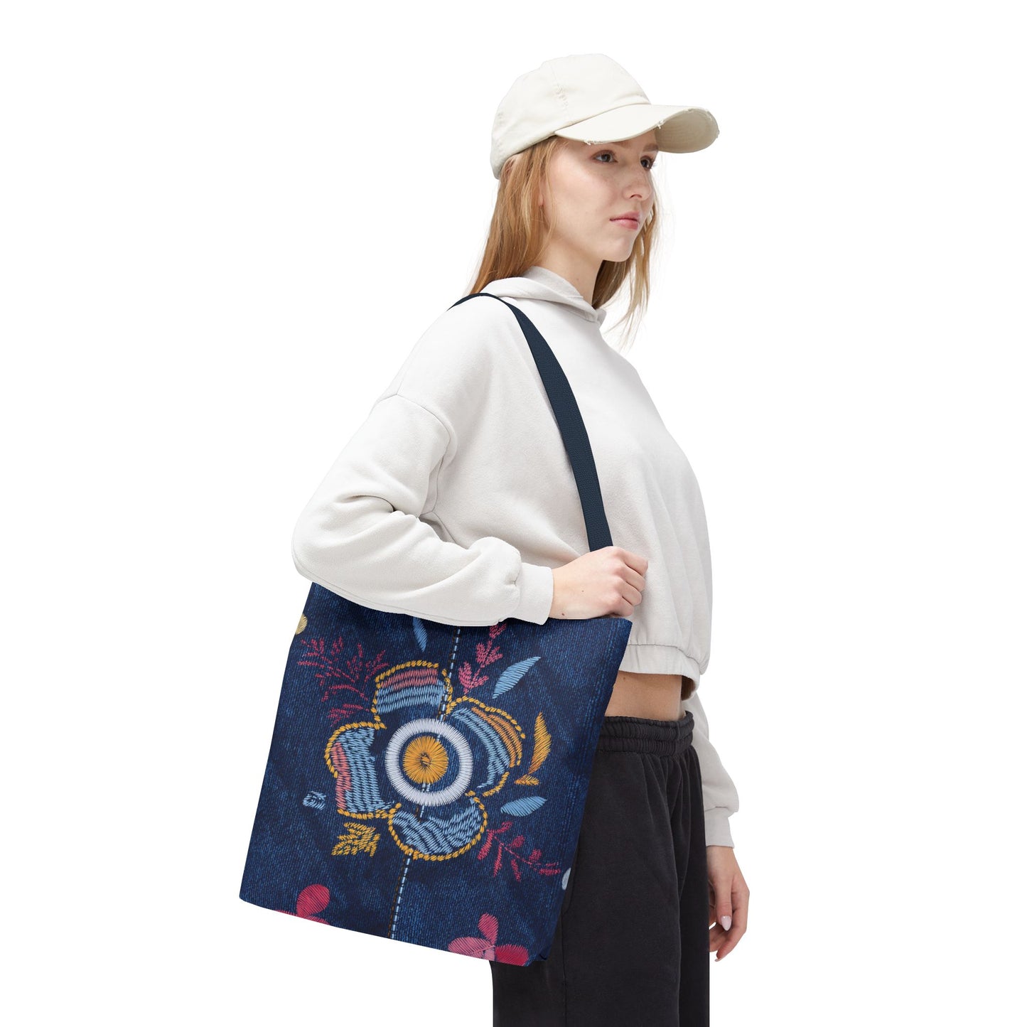 Denim Fabric Imitation Print Unisex Canvas Bag Poly Spun 3 Sizes Tote Bag 159-9