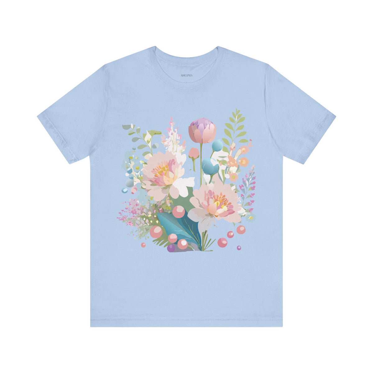 Floral Graphic Unisex Cotton Bella+Canvas Tee with Flowers Art Design n123