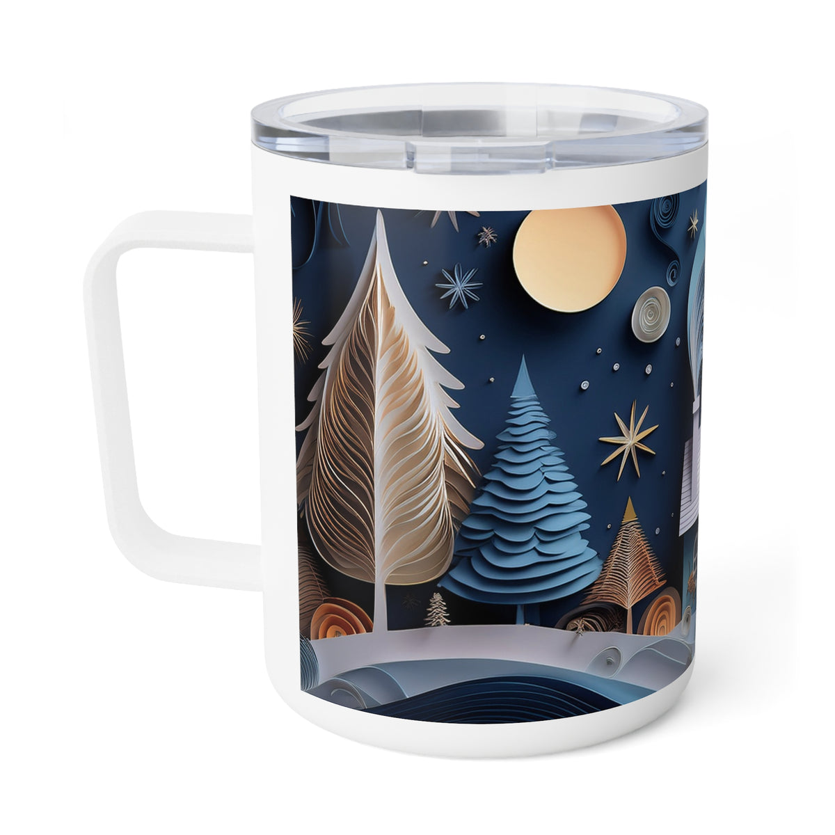 6 Art Design Insulated Coffee Mug Clear Lid 10oz Insulated Coffee Mug 10oz