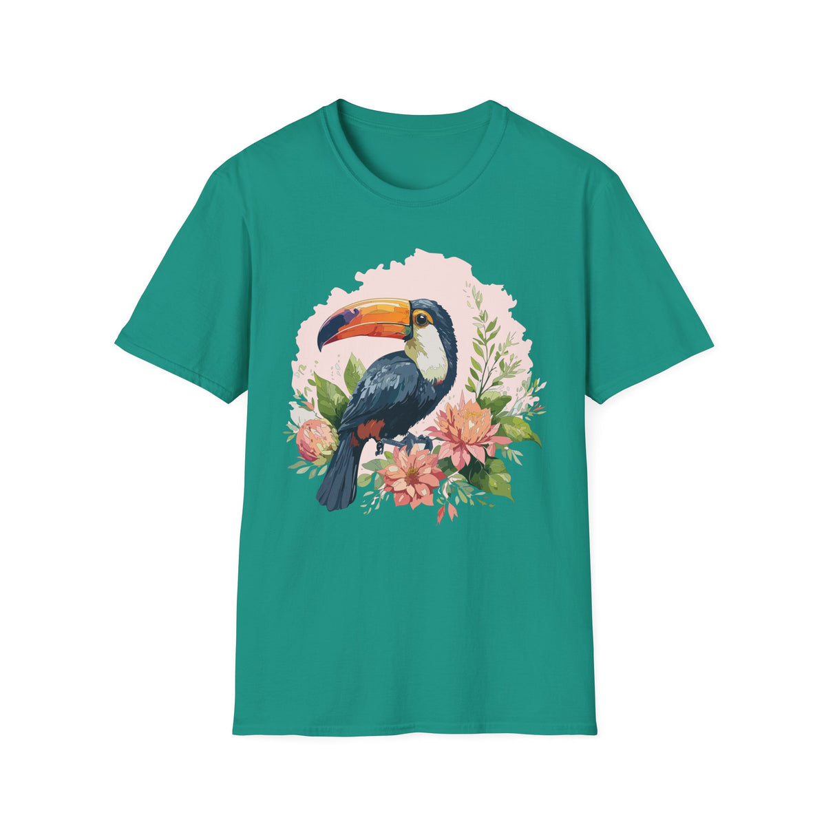 Tropical Toucan Illustration T-Shirt | Floral Bird Graphic