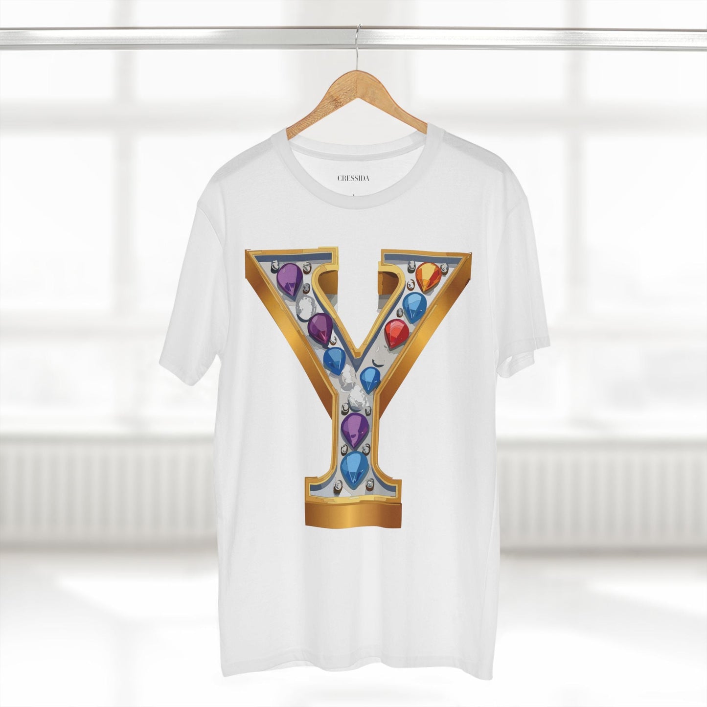Letter Y Graphic Design Tee Unisex 100 Cotton With Antique Gold Letters Artwork T-Shirt