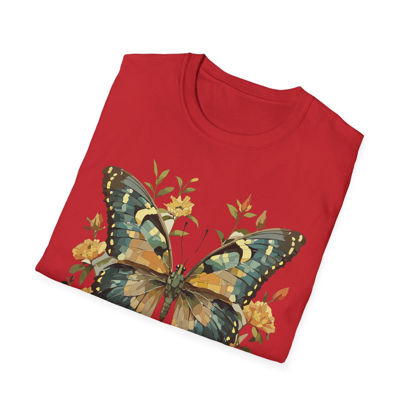 Butterfly Print T Shirt Unisex Monarch Shirt Gildan Softstyle 64000 Ring Spun Cotton